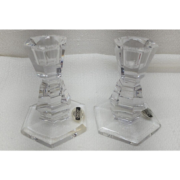 Vintage Rare Oneida Lead Crystal Set 2 Candlesticks Candle Holders - Picture 5 of 12